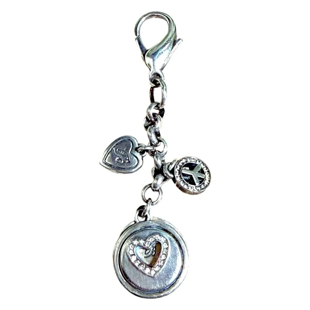 Retired Brighton Peace Hearts B Happy Key Fob Charm Keychain  0403